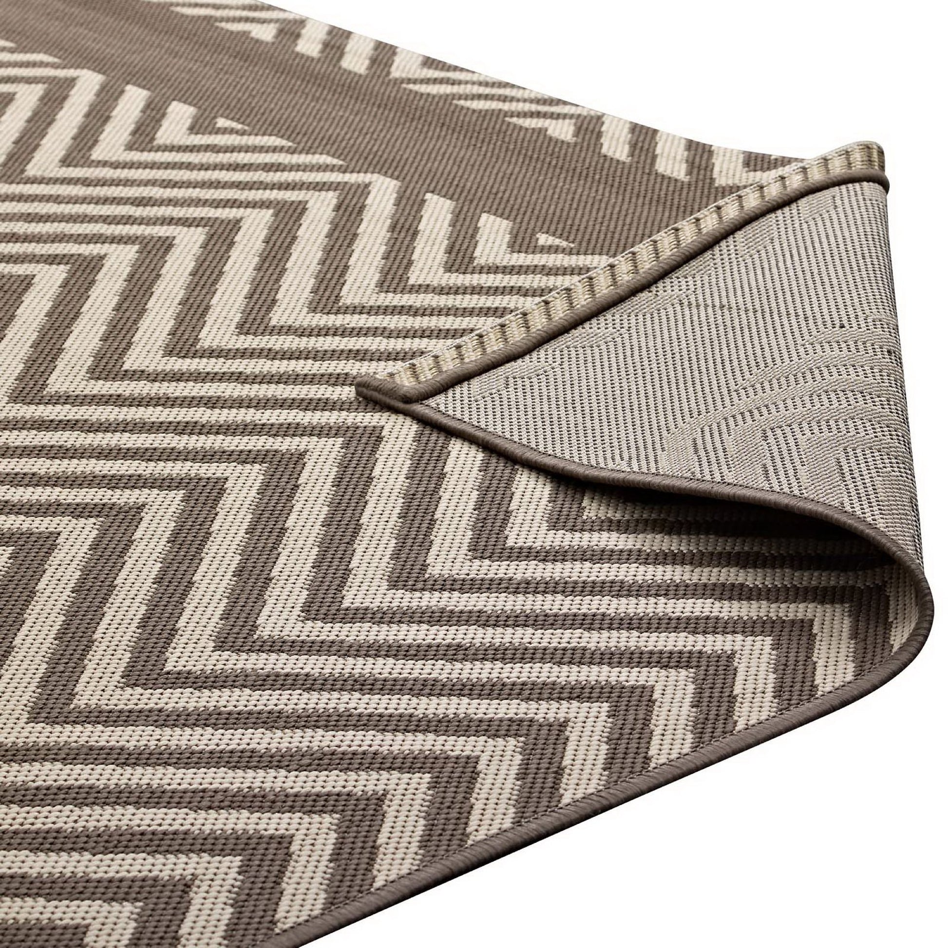 Optica Chevron With End Borders Indoor and Outdoor 5x8 Area Rug