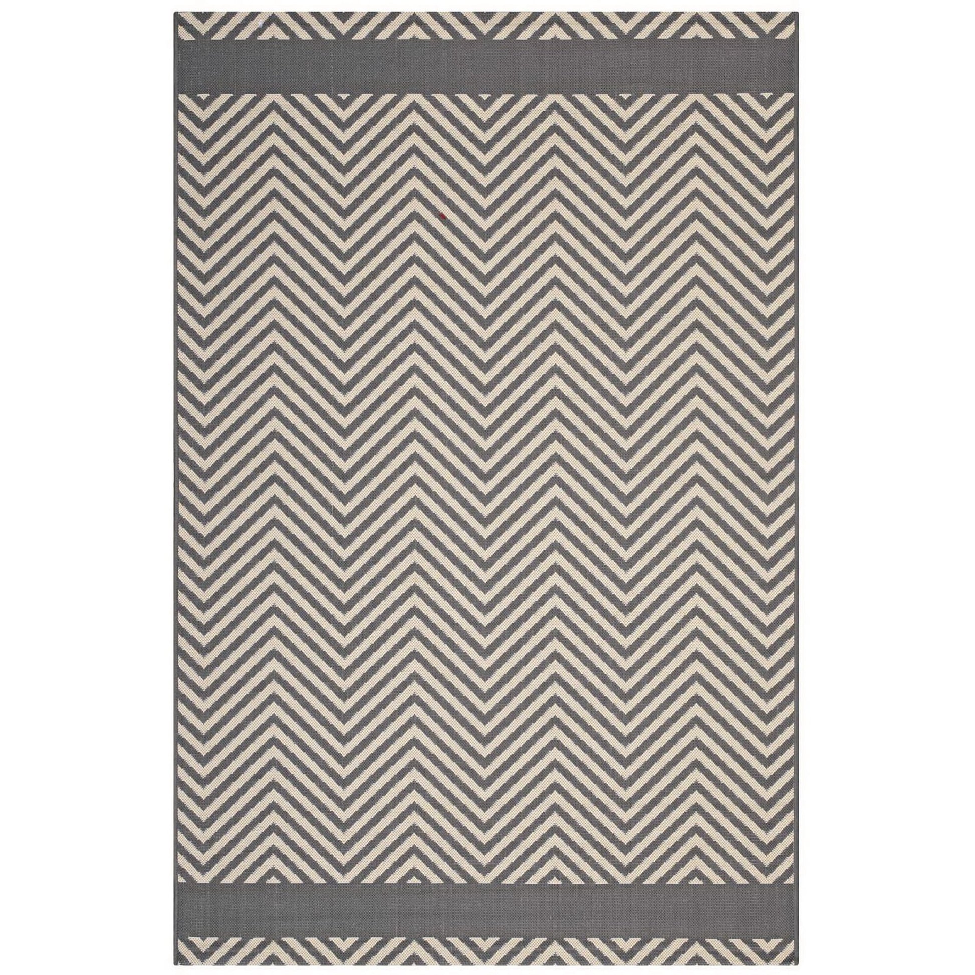 Optica Chevron With End Borders Indoor and Outdoor 5x8 Area Rug
