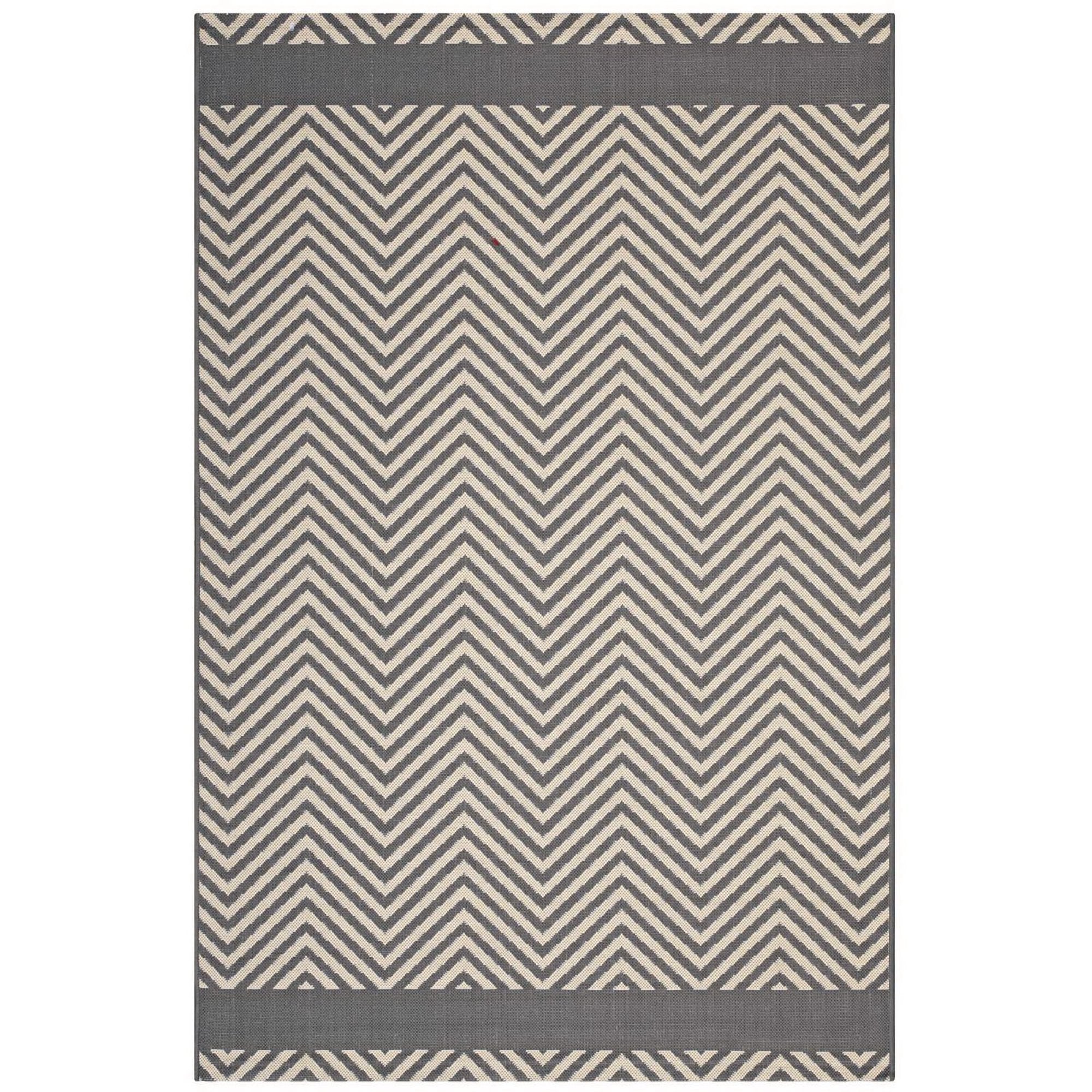 Optica Chevron With End Borders Indoor and Outdoor 5x8 Area Rug
