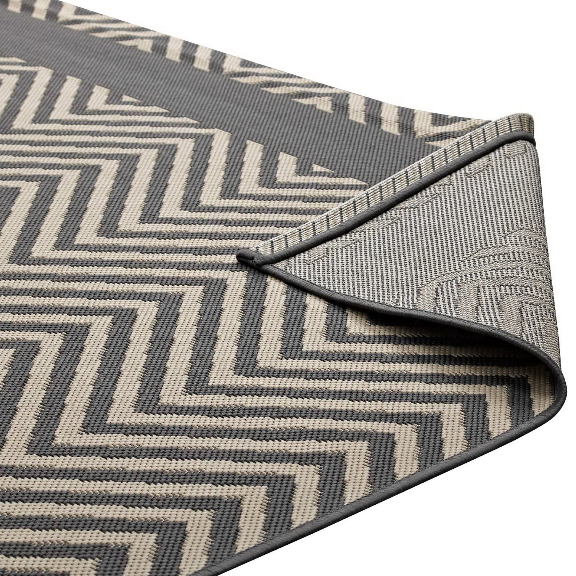 Optica Chevron With End Borders Indoor and Outdoor 5x8 Area Rug