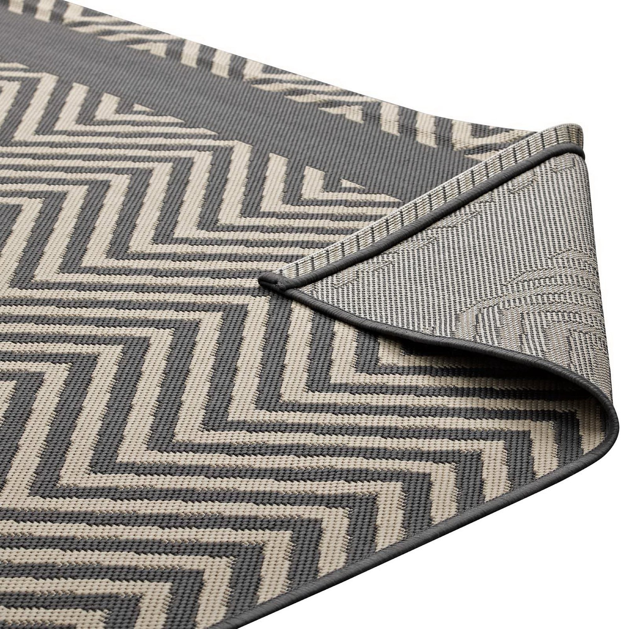 Optica Chevron With End Borders Indoor and Outdoor 5x8 Area Rug