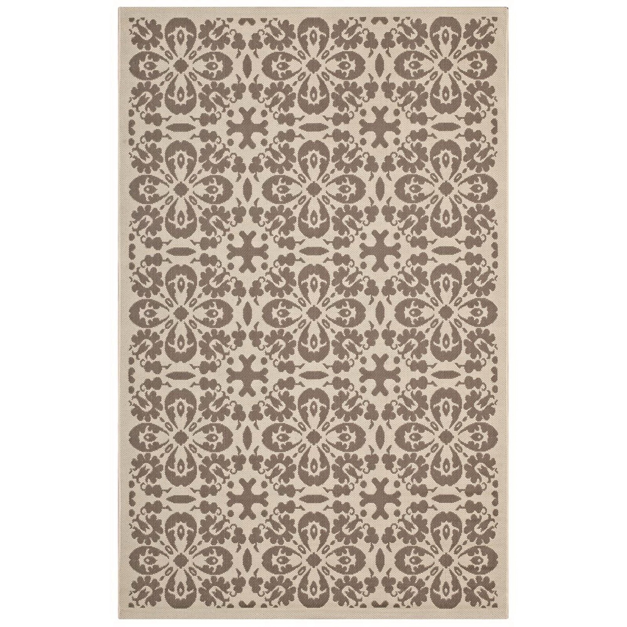 Ariana Vintage Floral Trellis Indoor and Outdoor 5x8 Area Rug - Light and Dark Beige