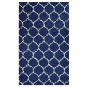 Solvea Moroccan Trellis 5x8 Shag Area Rug - Navy and Ivory