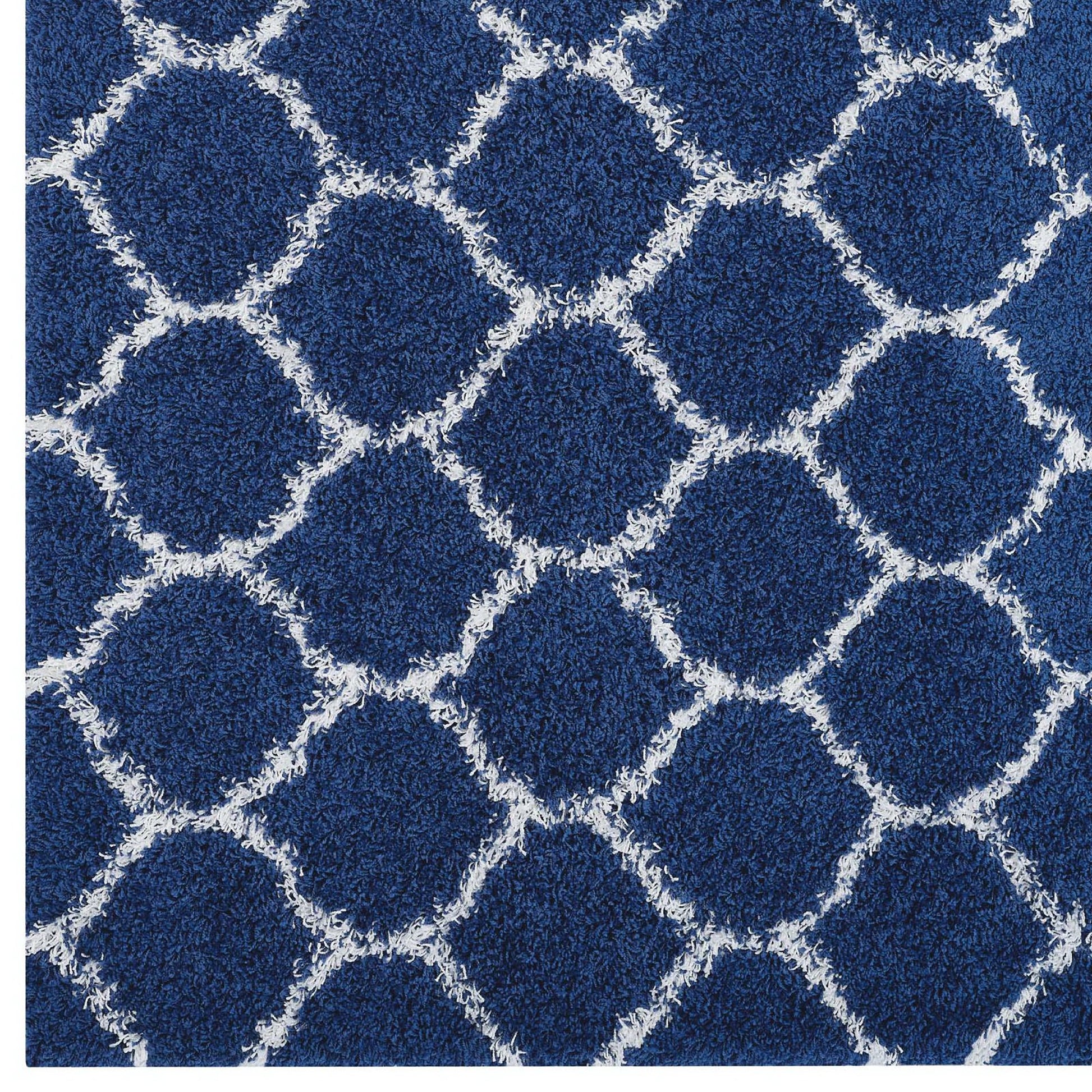 Solvea Moroccan Trellis 5x8 Shag Area Rug - Gray and Ivory