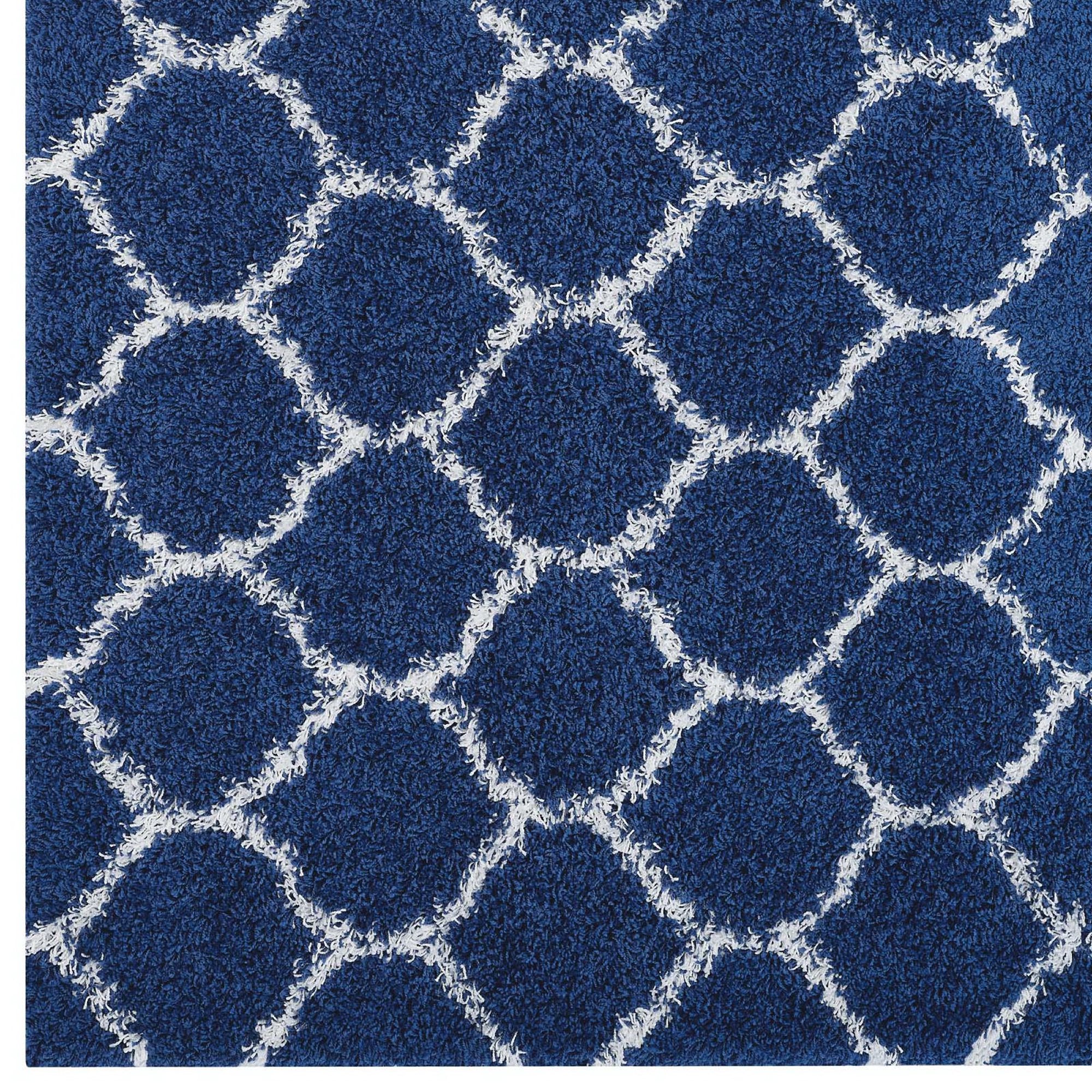 Solvea Moroccan Trellis 5x8 Shag Area Rug - Gray and Ivory