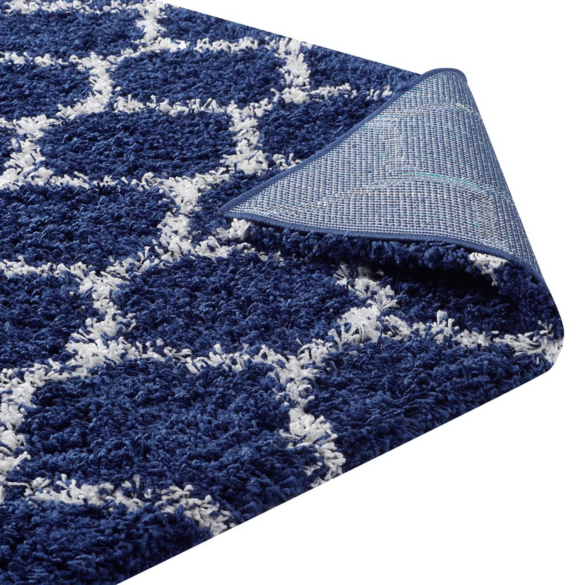Solvea Moroccan Trellis 5x8 Shag Area Rug - Dark Gray and Ivory