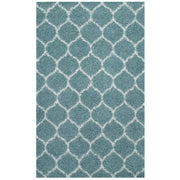 Solvea Moroccan Trellis 8x10 Shag Area Rug - Aqua Blue and Ivory
