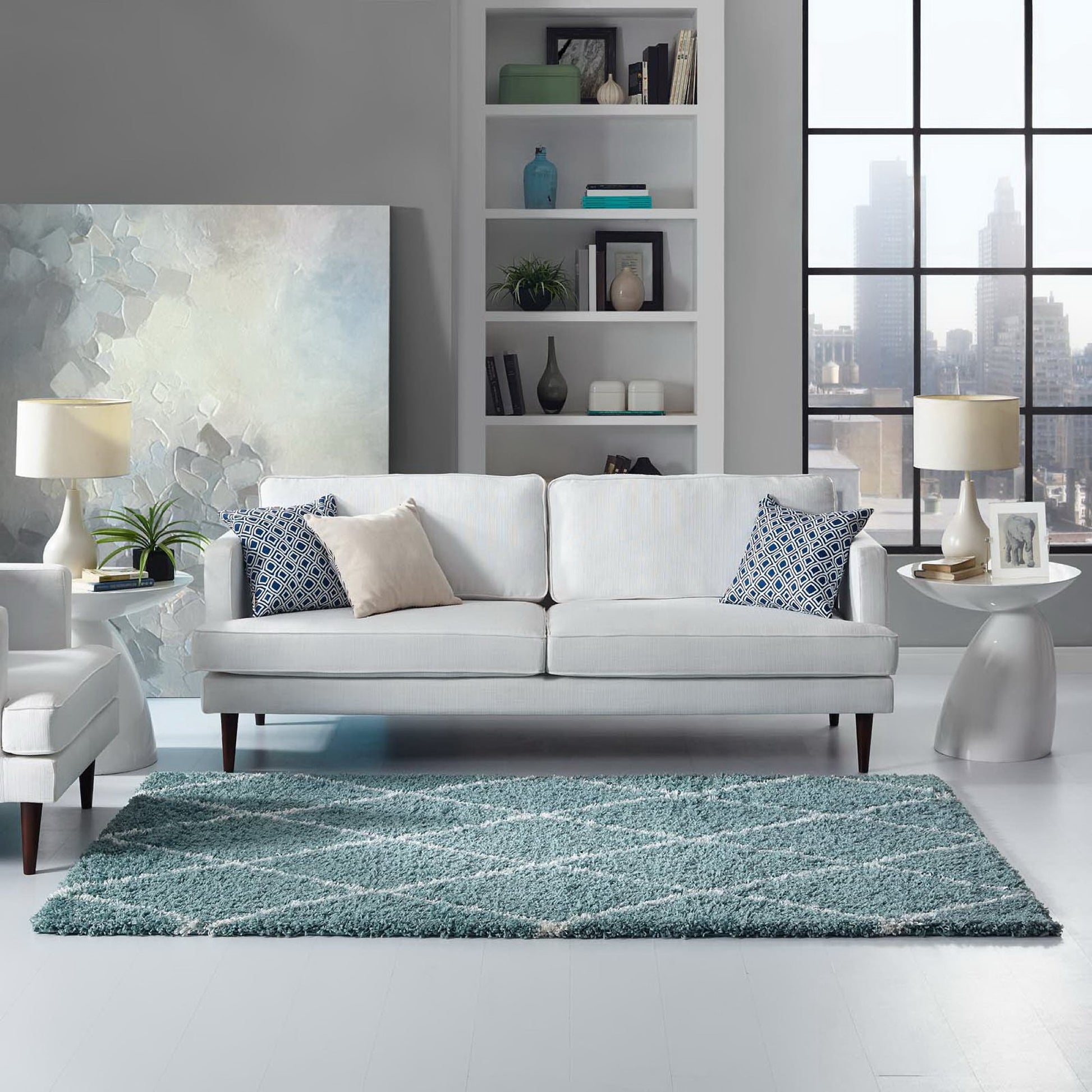 Toryn Diamond Lattice 5x8 Shag Area Rug