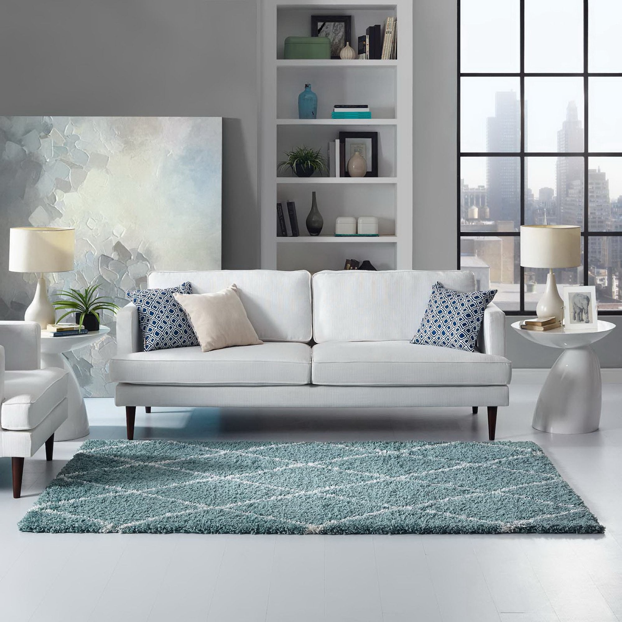 Toryn Diamond Lattice 5x8 Shag Area Rug