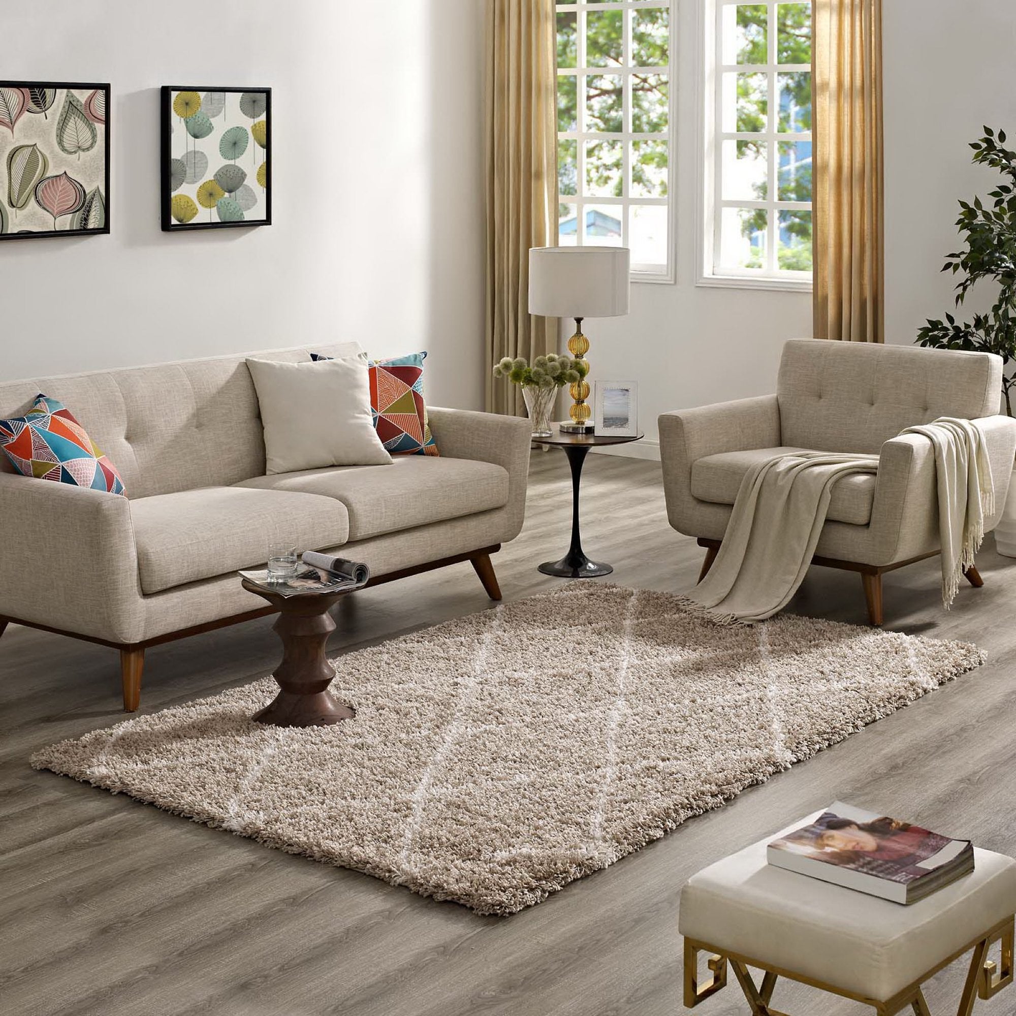 Toryn Diamond Lattice 5x8 Shag Area Rug