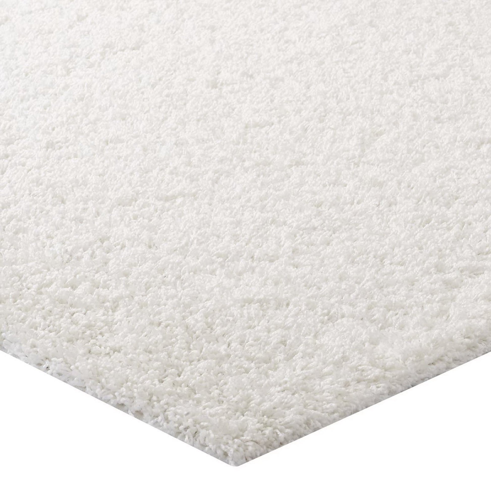 Enyssa Solid 5x8 Shag Area Rug - Aqua Blue and Ivory