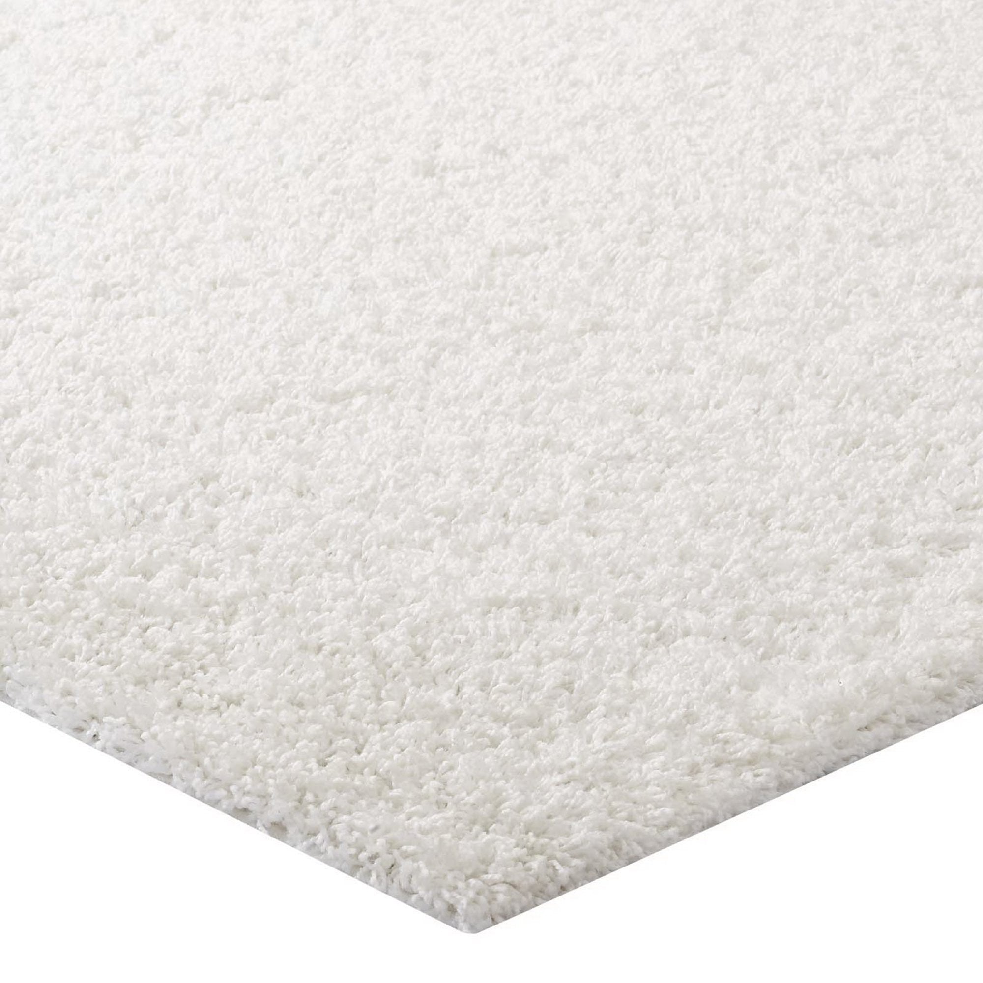 Enyssa Solid 5x8 Shag Area Rug - Aqua Blue and Ivory