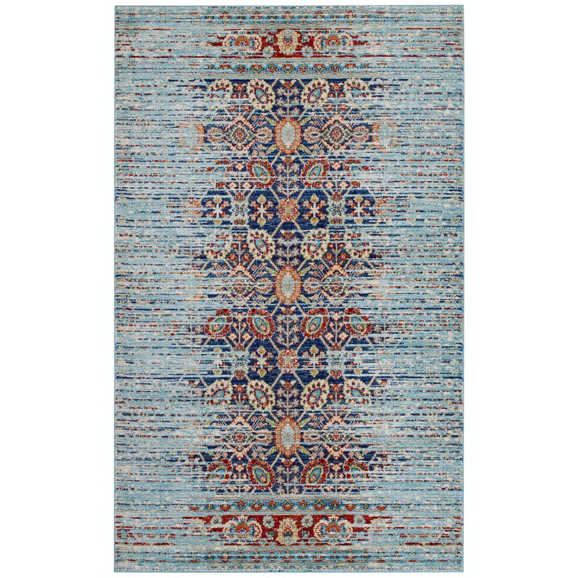 Naria Distressed Vintage Medallion 5x8 Area Rug - Multicolored