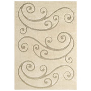 Jubilant Sprout Scrolling Vine Shag 5x8 Area Rug - Creame and Beige
