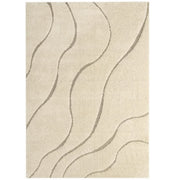 Jubilant Abound Abstract Swirl Shag 5x8 Area Rug - Creame and Beige