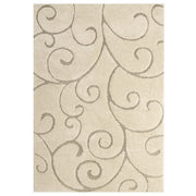 Jubilant Burgeon Scrolling Vine Shag 5x8 Area Rug - Creame and Beige