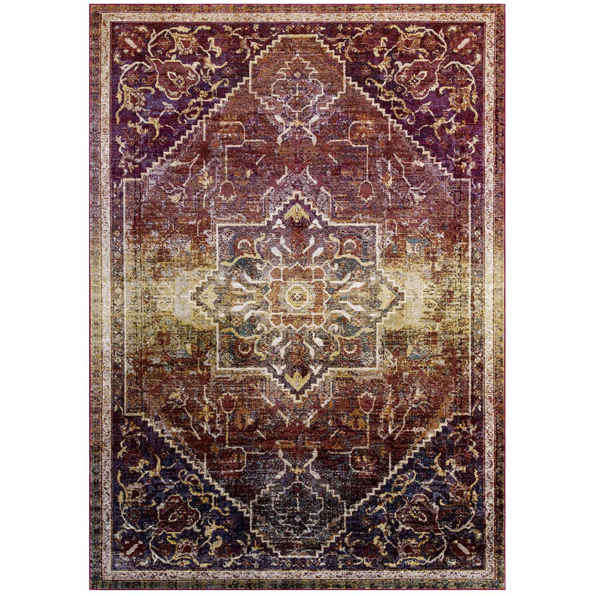Success Kaede Transitional Distressed Vintage Floral Vintage Medallion 5x8 Area Rug - Multicolored