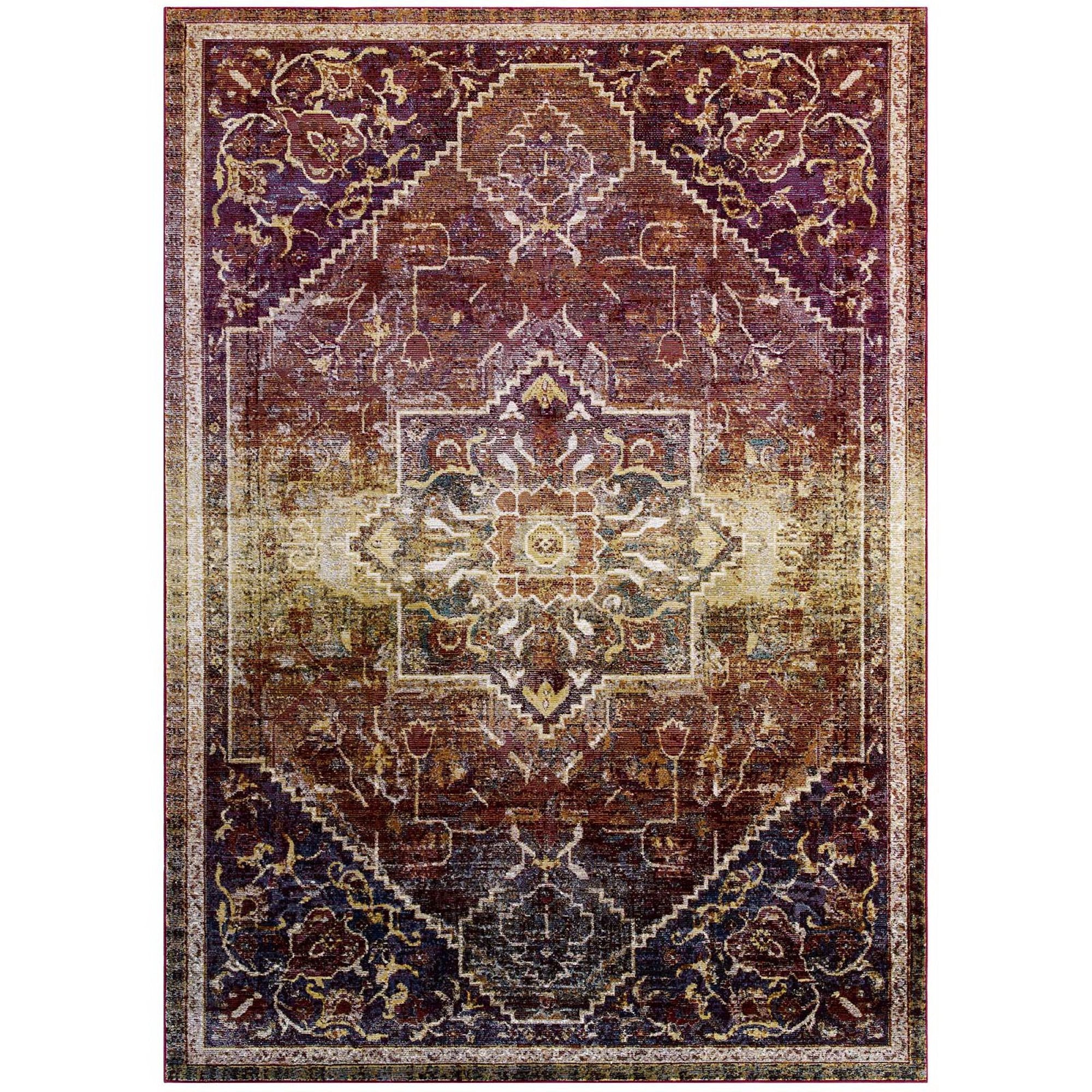 Success Kaede Transitional Distressed Vintage Floral Vintage Medallion 8x10 Area Rug - Multicolored