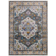 Success Anisah Distressed Floral Vintage Medallion 4x6 Area Rug - Gray Ivory Yellow Orange