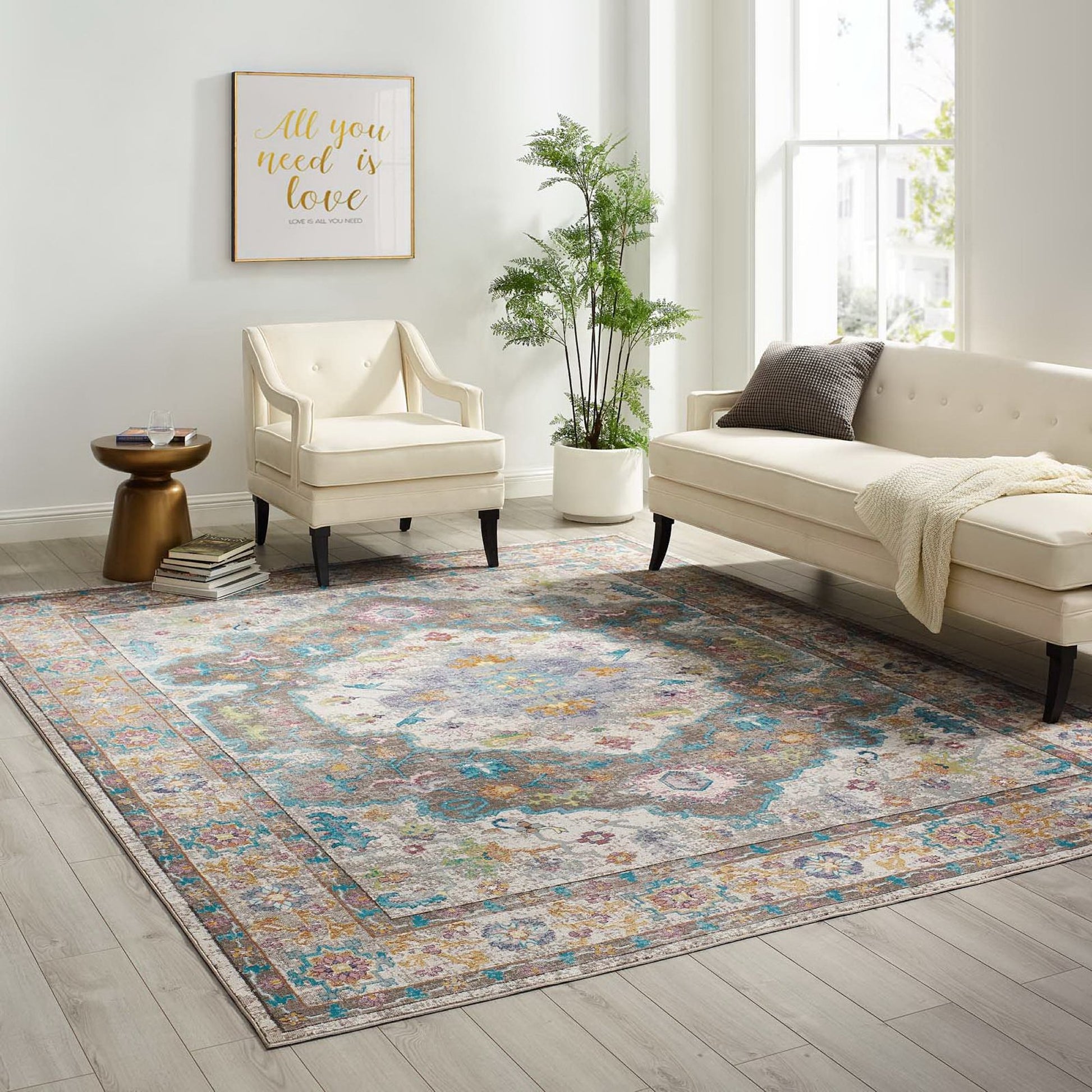 Success Anisah Distressed Floral Vintage Medallion 8x10 Area Rug