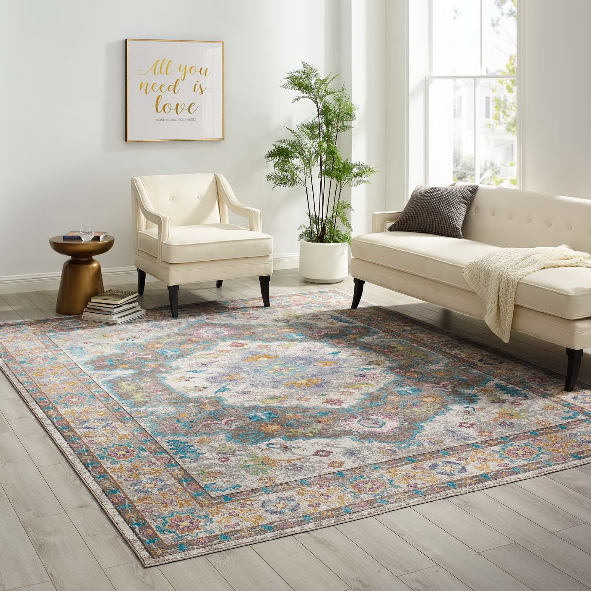 Success Anisah Distressed Floral Vintage Medallion 8x10 Area Rug