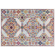 Entourage Khalida Distressed Floral Lattice 8x10 Area Rug - Ivory Blue Orange Yellow Red