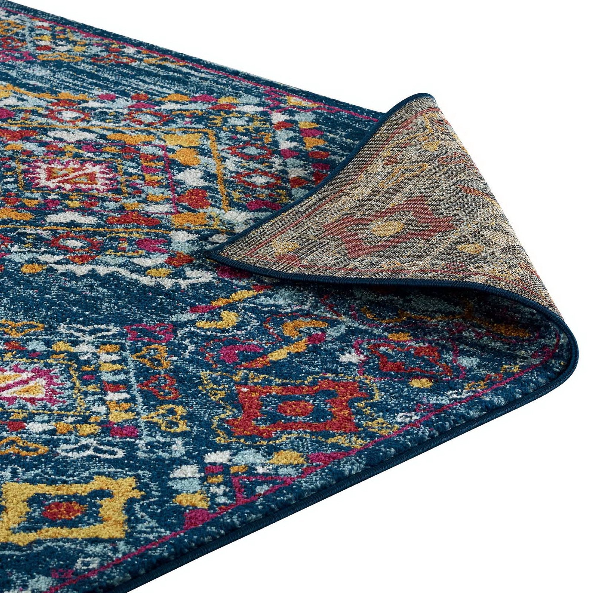 Entourage Khalida Distressed Vintage Floral Lattice 5x8 Area Rug