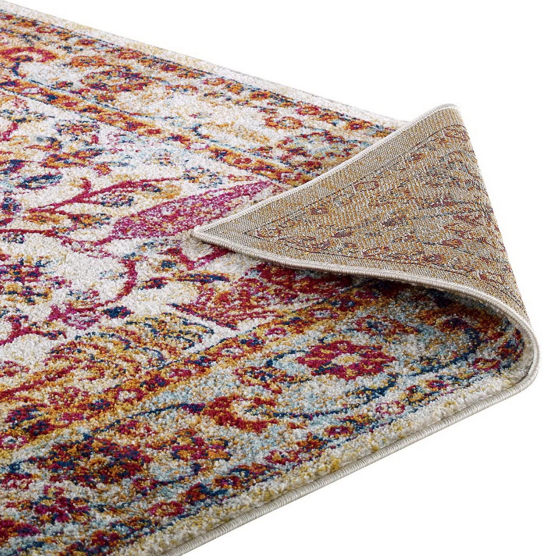Entourage Jessa Distressed Vintage Floral Lattice 5x8 Area Rug