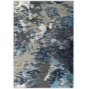 Entourage Foliage Contemporary Modern Abstract 8x10 Area Rug - Blue Tan Gray