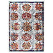 Entourage Kensie Distressed Floral Moroccan Trellis 5x8 Area Rug - Ivory Blue Red Orange Yellow