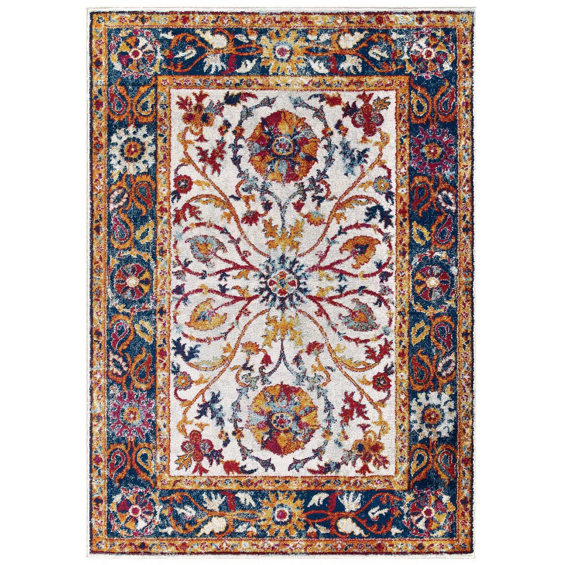 Entourage Samira Distressed Vintage Floral Vintage Medallion 8x10 Area Rug - Multicolored