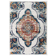 Entourage Malia Distressed Vintage Floral Vintage Medallion 5x8 Area Rug - Multicolored