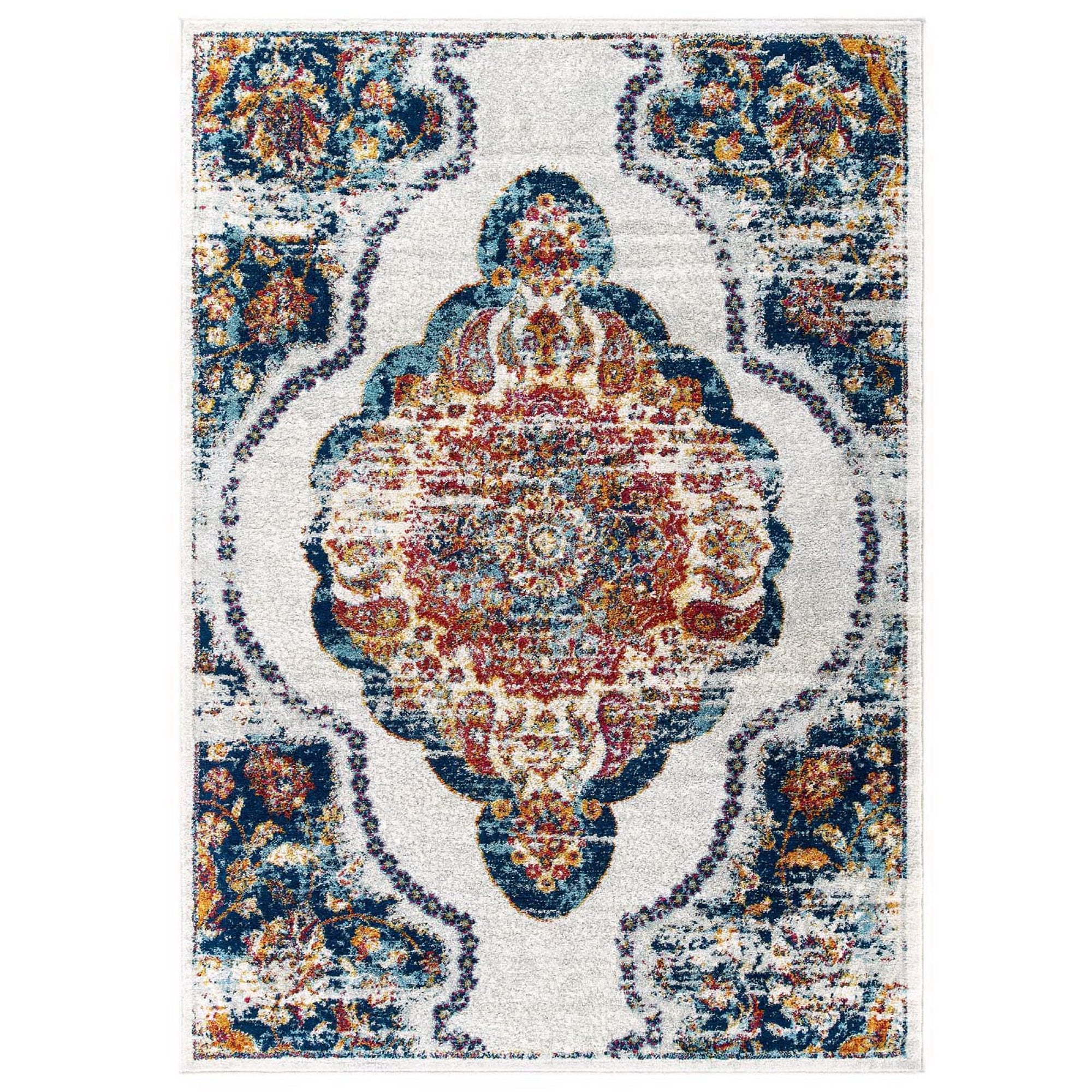 Entourage Malia Distressed Vintage Floral Vintage Medallion 8x10 Area Rug - Multicolored