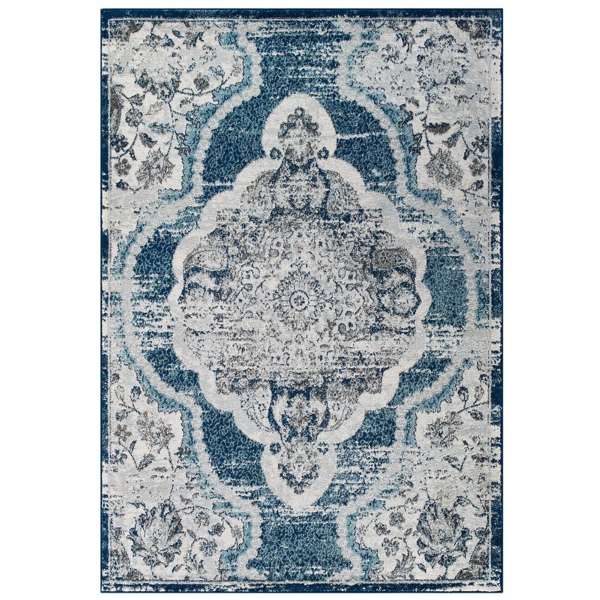 Entourage Malia Distressed Vintage Floral Vintage Medallion 5x8 Area Rug