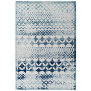 Reflect Giada Abstract Diamond Moroccan Trellis 8x10 Indoor/Outdoor Area Rug - Ivory and Blue