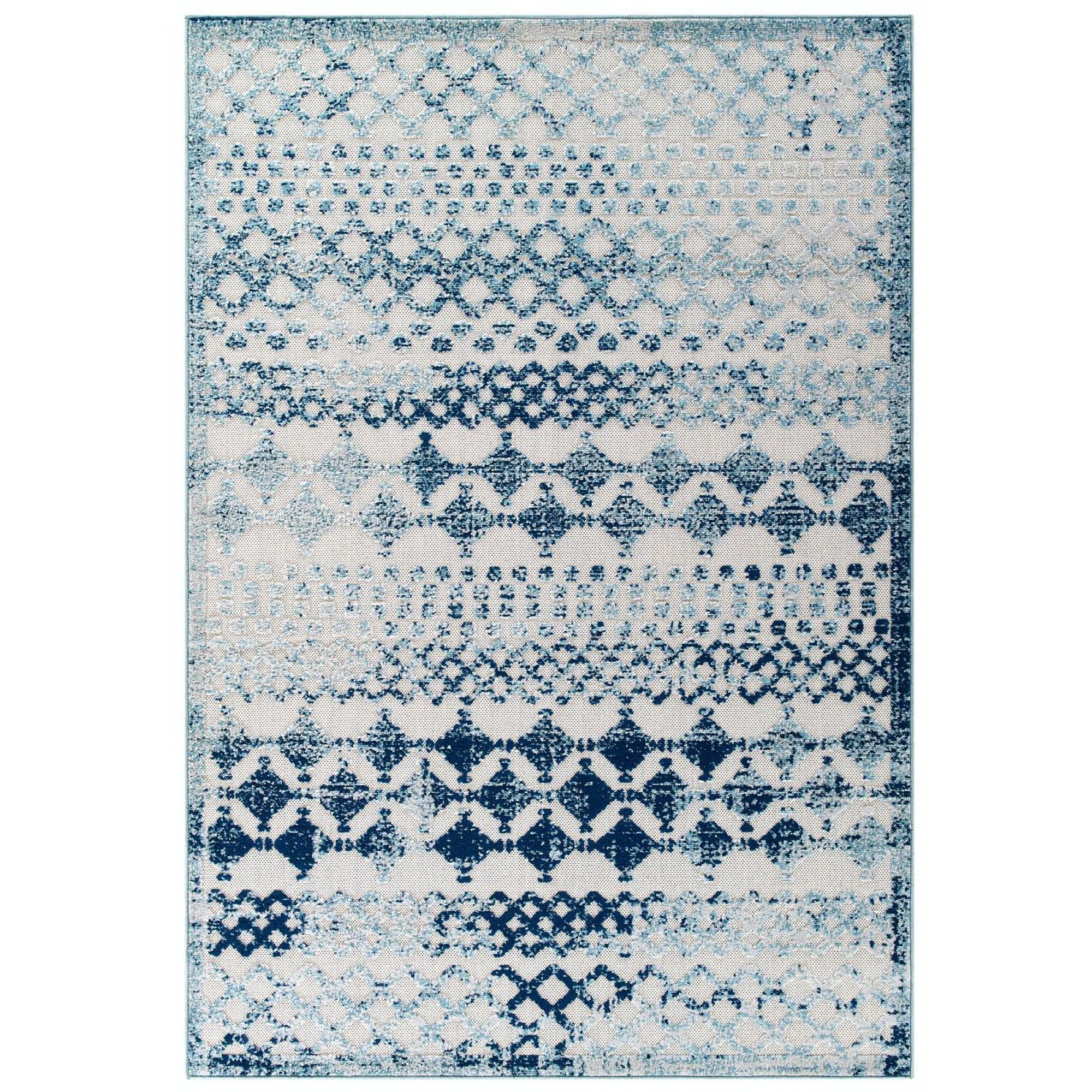 Reflect Giada Abstract Diamond Moroccan Trellis 8x10 Indoor/Outdoor Area Rug - Ivory and Blue