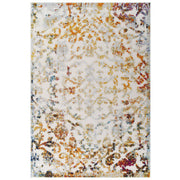 Reflect Primrose Ornate Floral Lattice 8x10 Indoor/Outdoor Area Rug - Ivory Light Blue Multicolored