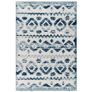 Reflect Takara Abstract Diamond Moroccan Trellis 5x8 Indoor and Outdoor Area Rug - Ivory and Blue