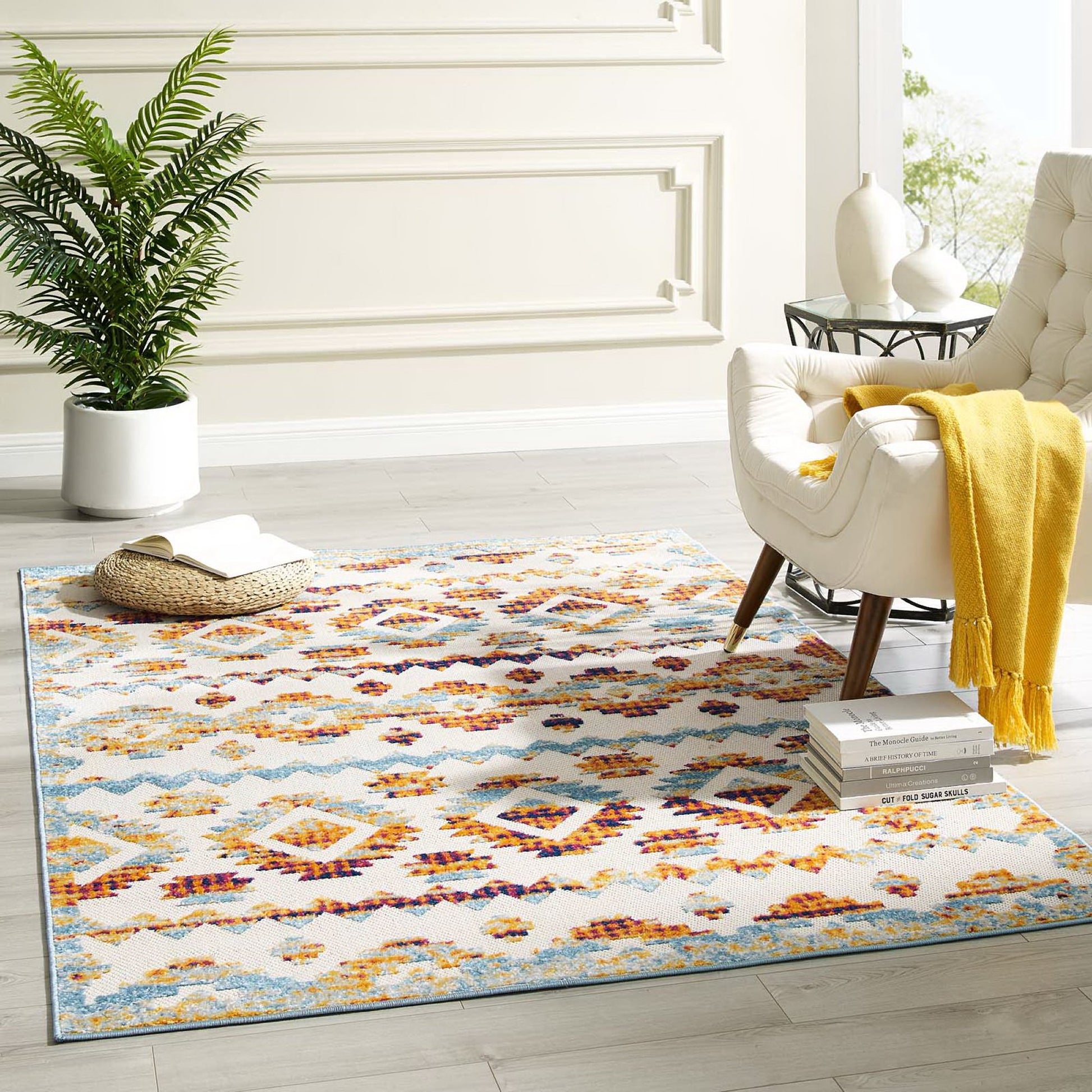 Reflect Takara Abstract Diamond Moroccan Trellis 5x8 Indoor and Outdoor Area Rug