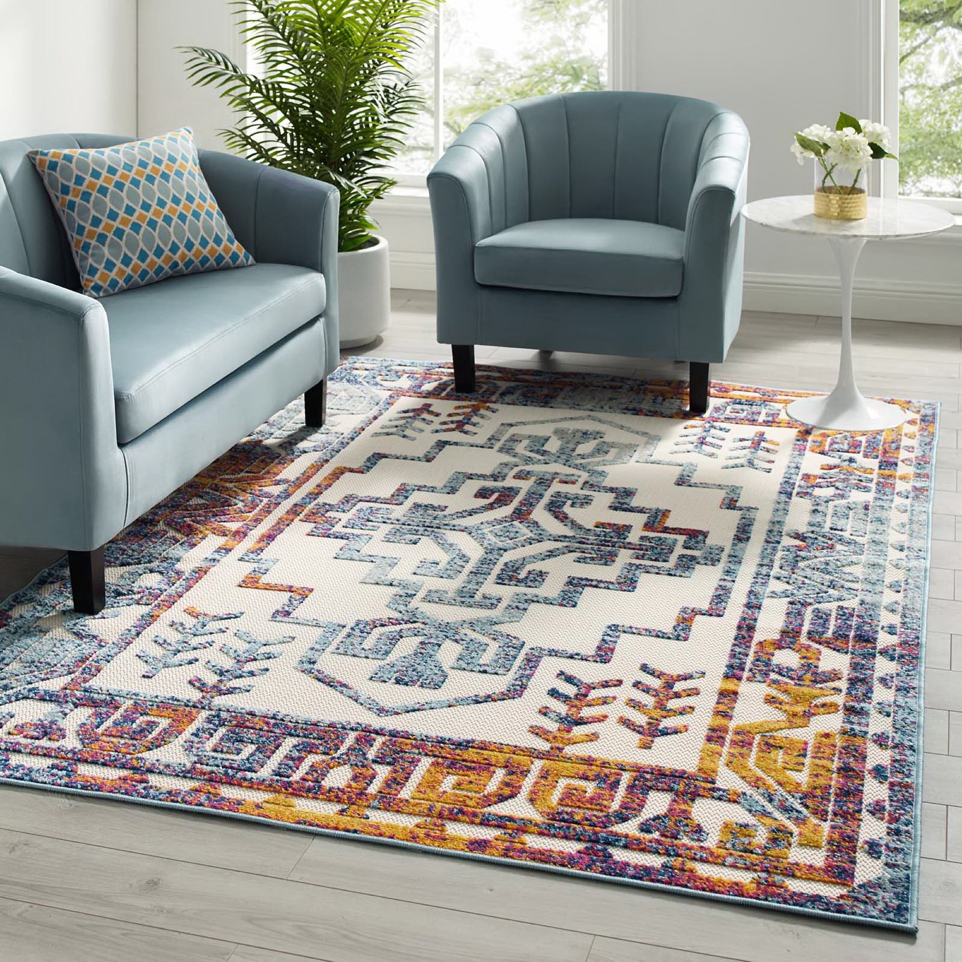 Reflect Nyssa Distressed Geometric Southwestern Aztec 5x8 Indoor/Outdoor Area Rug