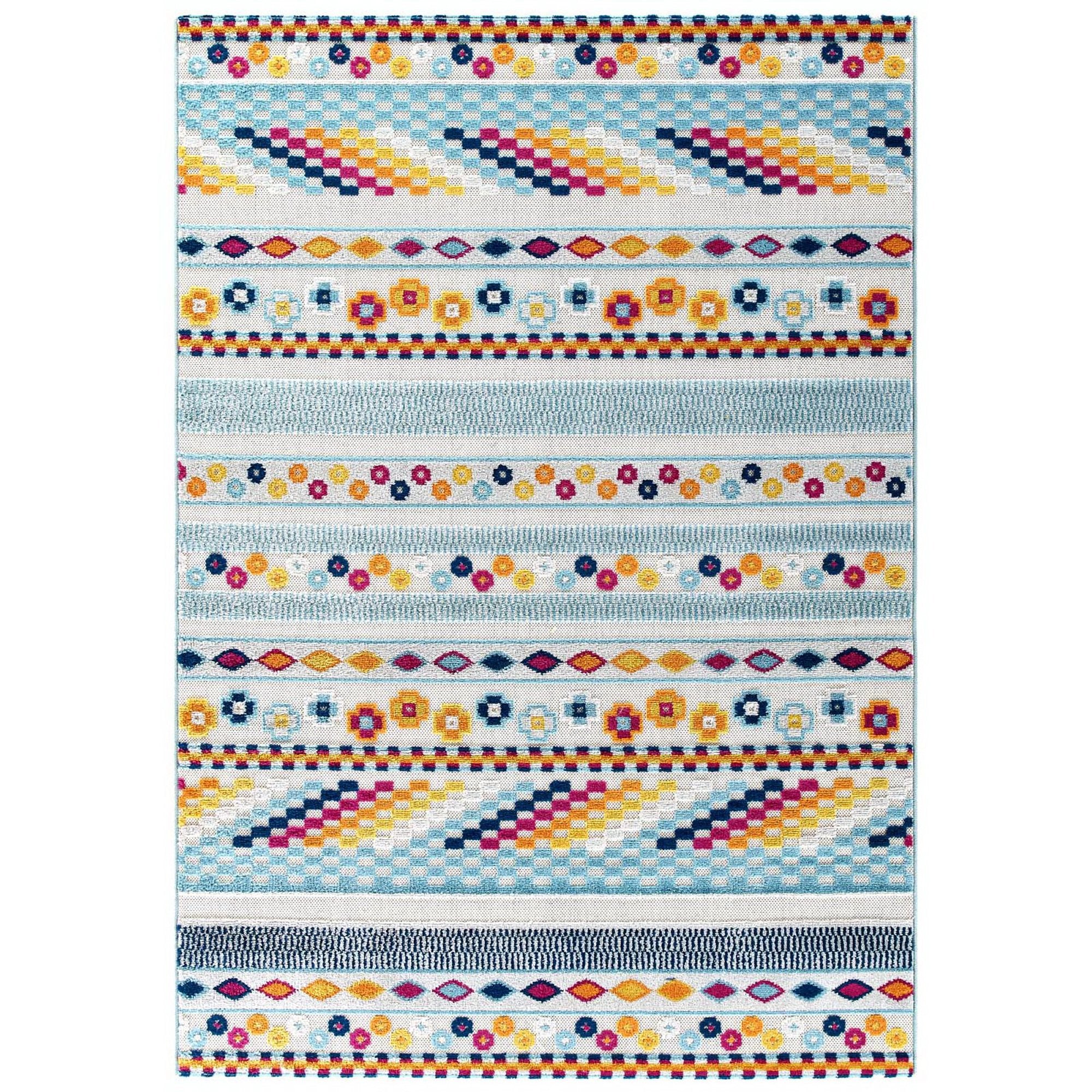 Reflect Cadhla Vintage Abstract Geometric Lattice 8x10 Indoor and Outdoor Area Rug - Multicolored