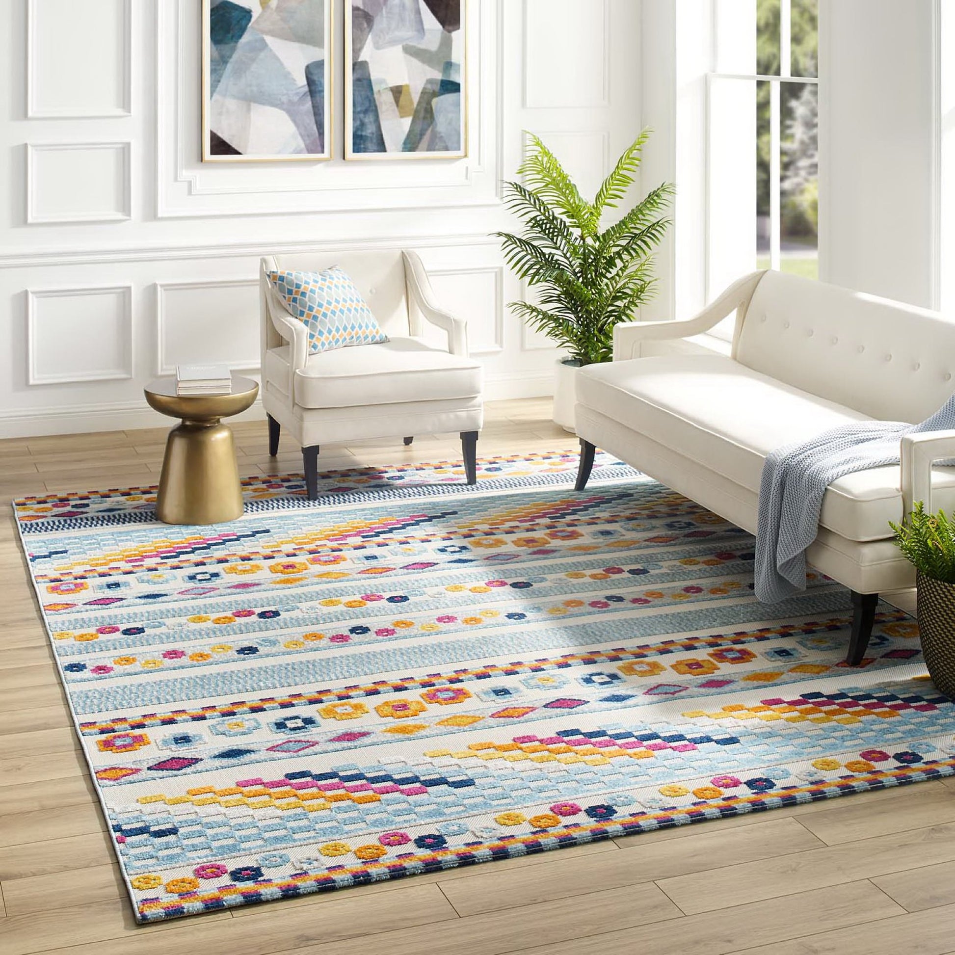 Reflect Cadhla Vintage Abstract Geometric Lattice 8x10 Indoor and Outdoor Area Rug