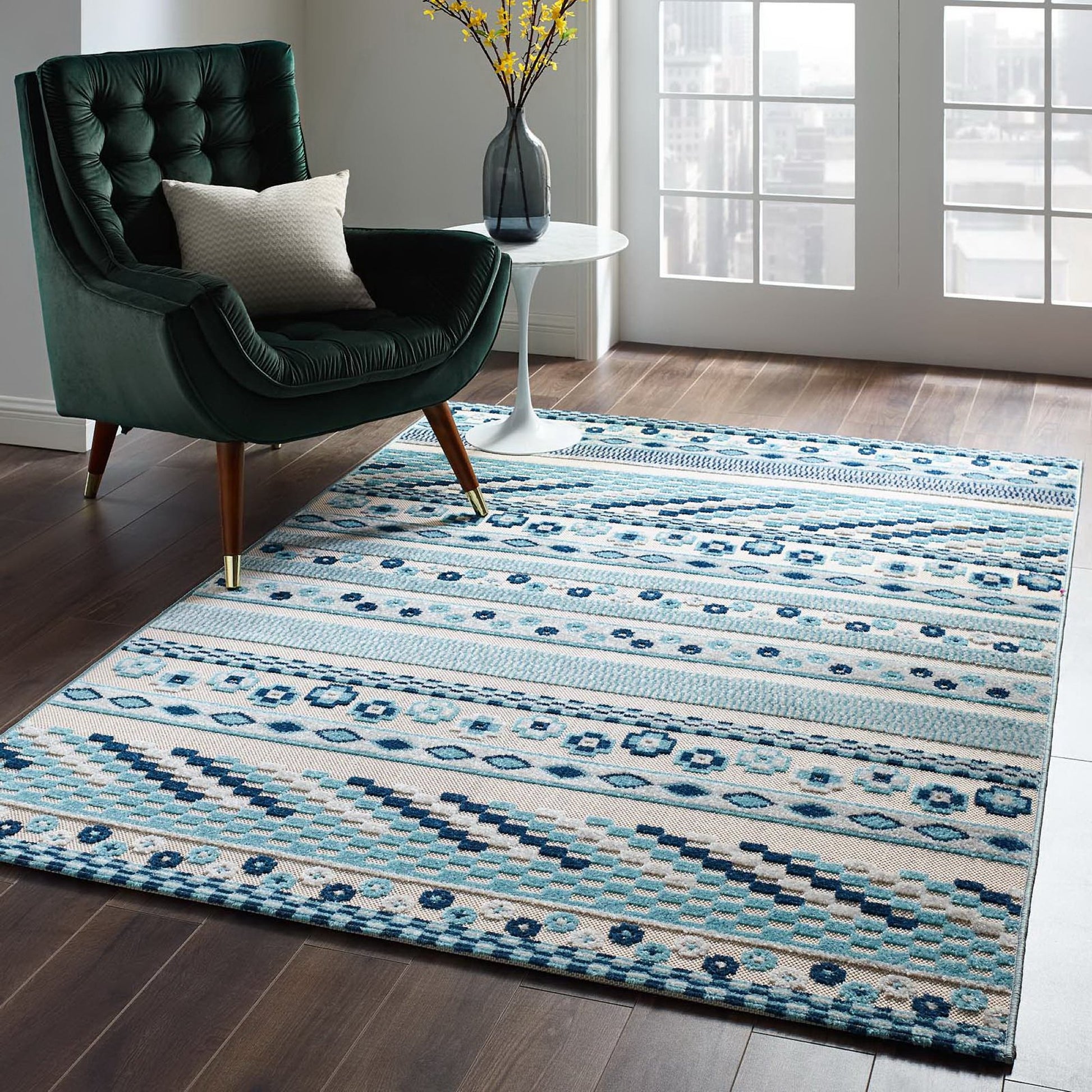 Reflect Cadhla Vintage Abstract Geometric Lattice 5x8 Indoor and Outdoor Area Rug