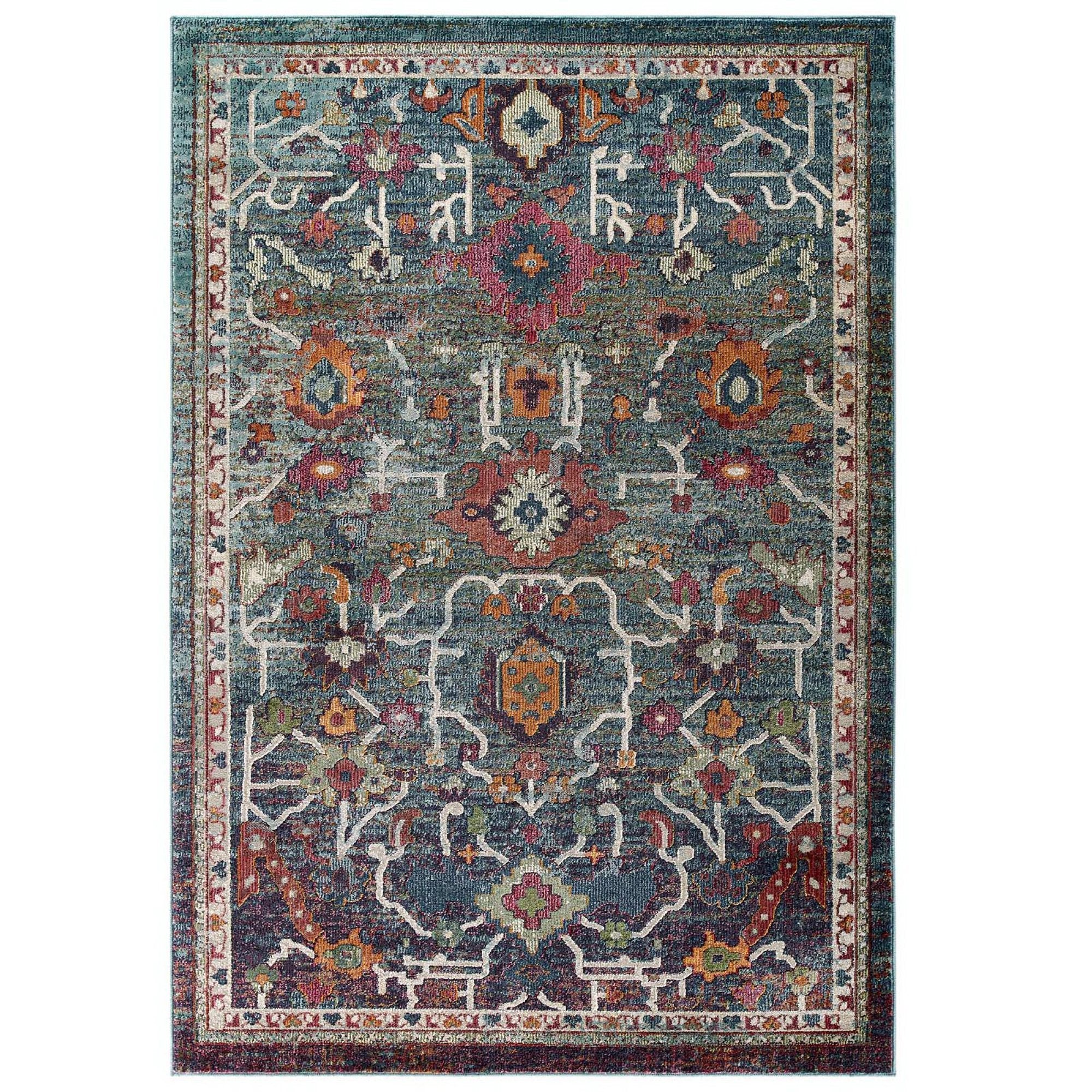 Tribute Every Distressed Vintage Floral 5x8 Area Rug - Multicolored
