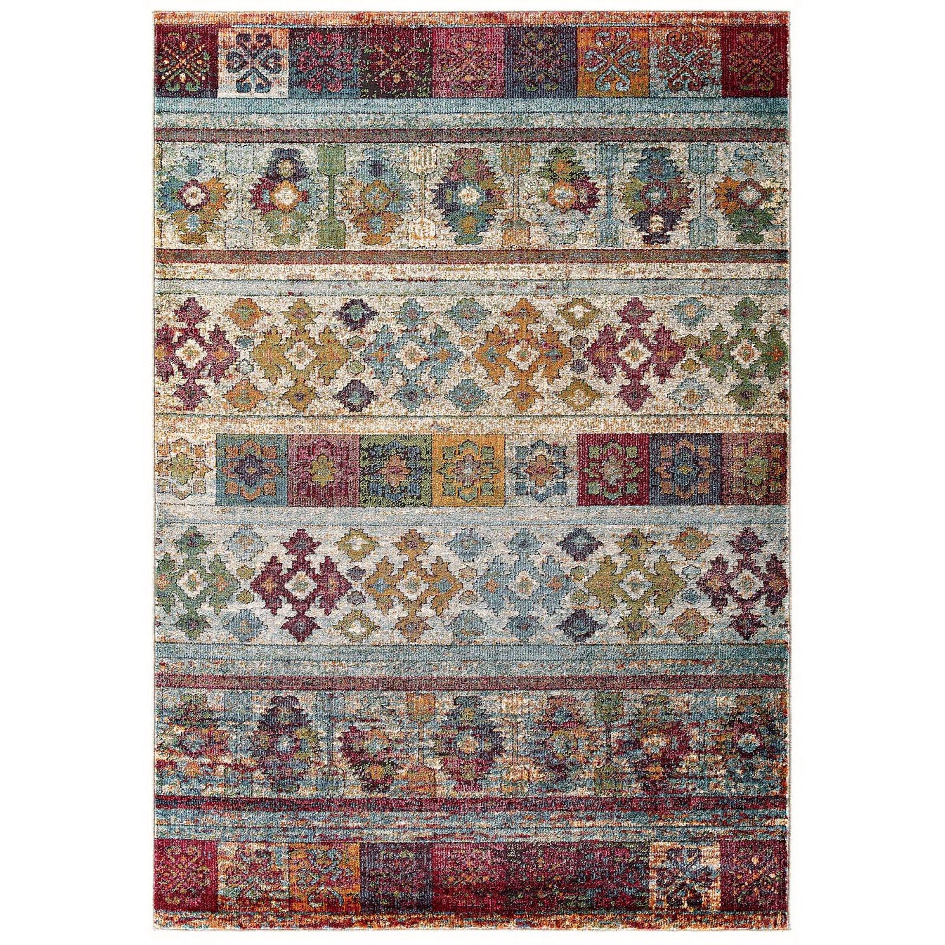 Tribute Nala Distressed Vintage Floral Lattice 8x10 Area Rug - Multicolored