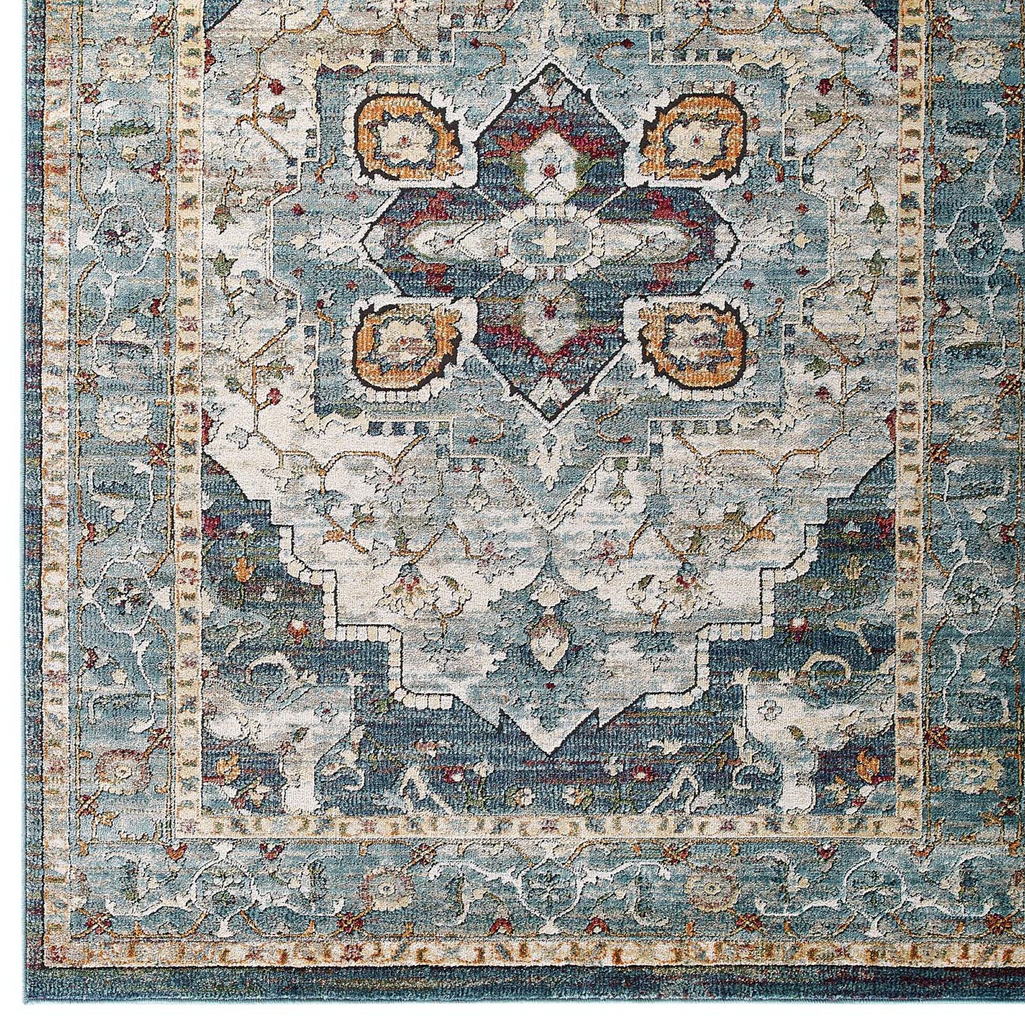 Tribute Diantha Distressed Vintage Floral Vintage Medallion 5x8 Area Rug - Multicolored