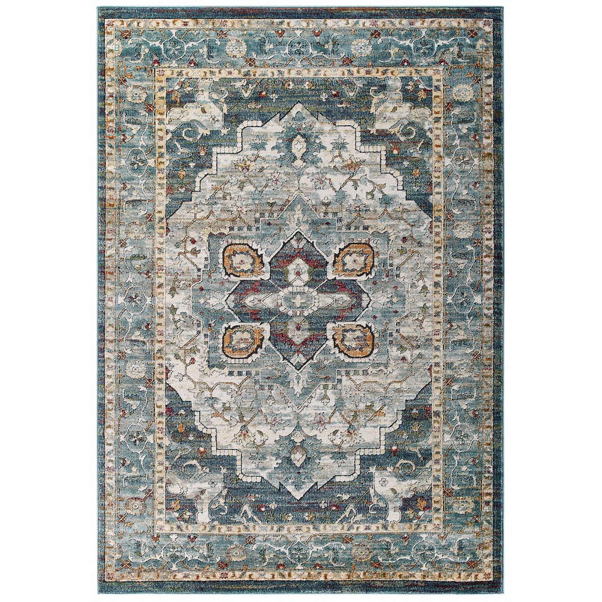 Tribute Diantha Distressed Vintage Floral Vintage Medallion 8x10 Area Rug - Multicolor