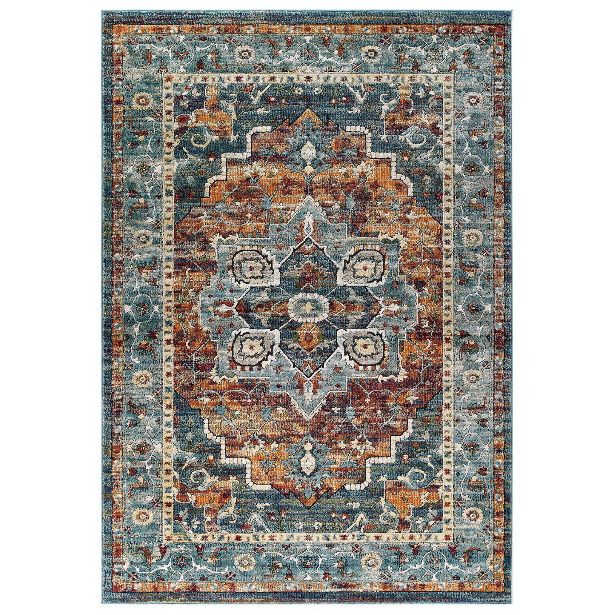 Tribute Diantha Distressed Vintage Floral Vintage Medallion 5x8 Area Rug