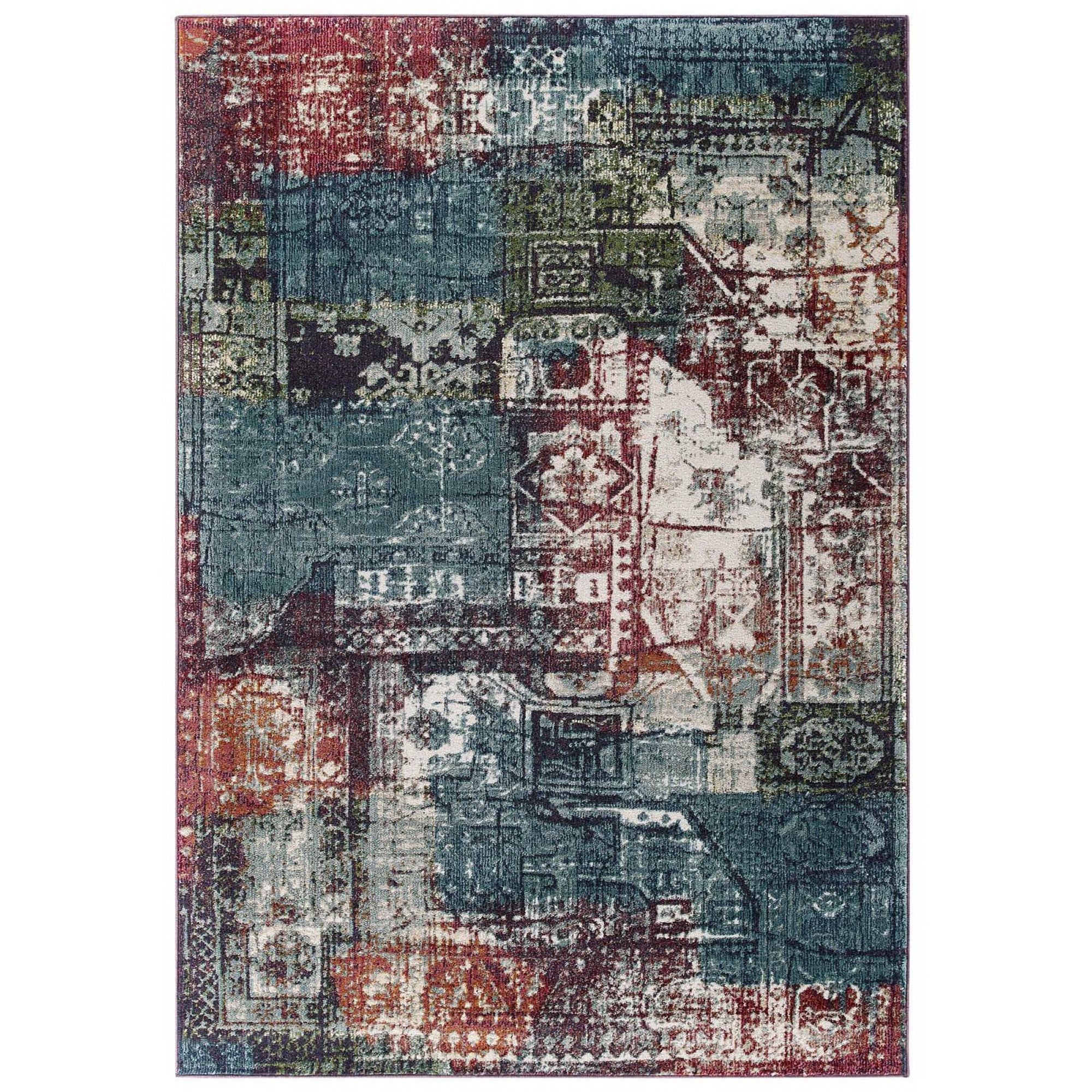Tribute Elowen Contemporary Modern Vintage Mosaic 5x8 Area Rug - Multicolored