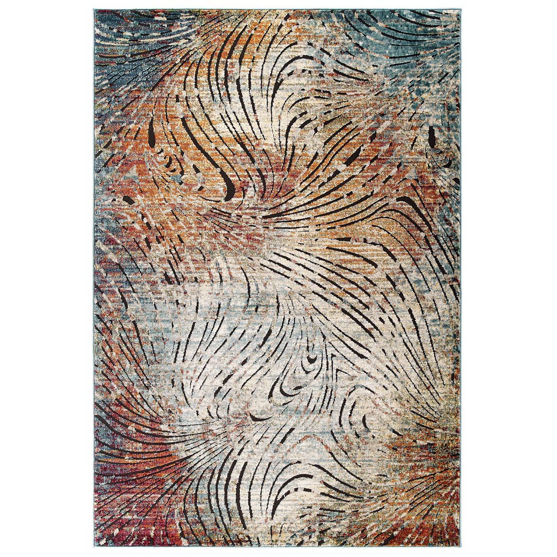 Tribute Ember Contemporary Modern Vintage Mosaic 5x8 Area Rug - Multicolored